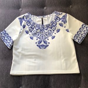 Blue and White Top